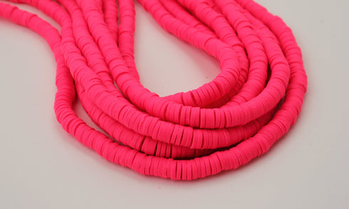 4mm vinyl Heishi beads fuchsia polymer clay beads